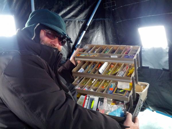 Dad's giant charter sized tackle box! He caught all his fish on my lures anyway!