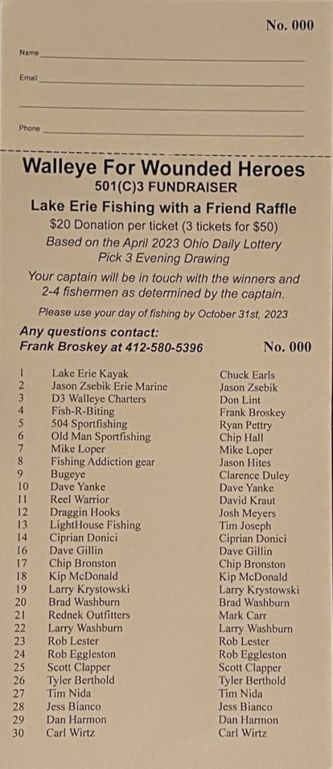 Walleye for Wounded Heroes fishing with a friend fundraiser-raffletix2023-jpg